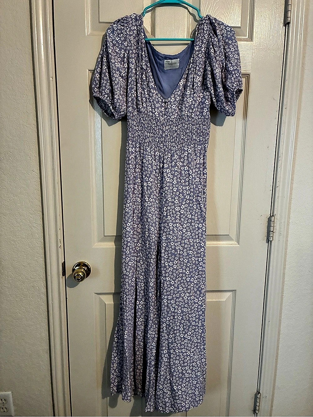 Auguste Floral Puff Sleeve Maxi Jumpsuit in Purple & White Size 6